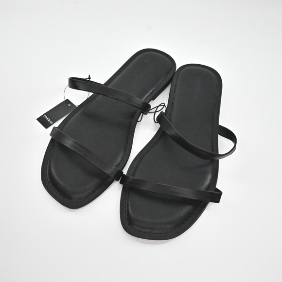 Torrid Womens Thin Double Band Slide Black Sandals Size 9WW NEW Slip On Open Toe - Picture 1 of 8